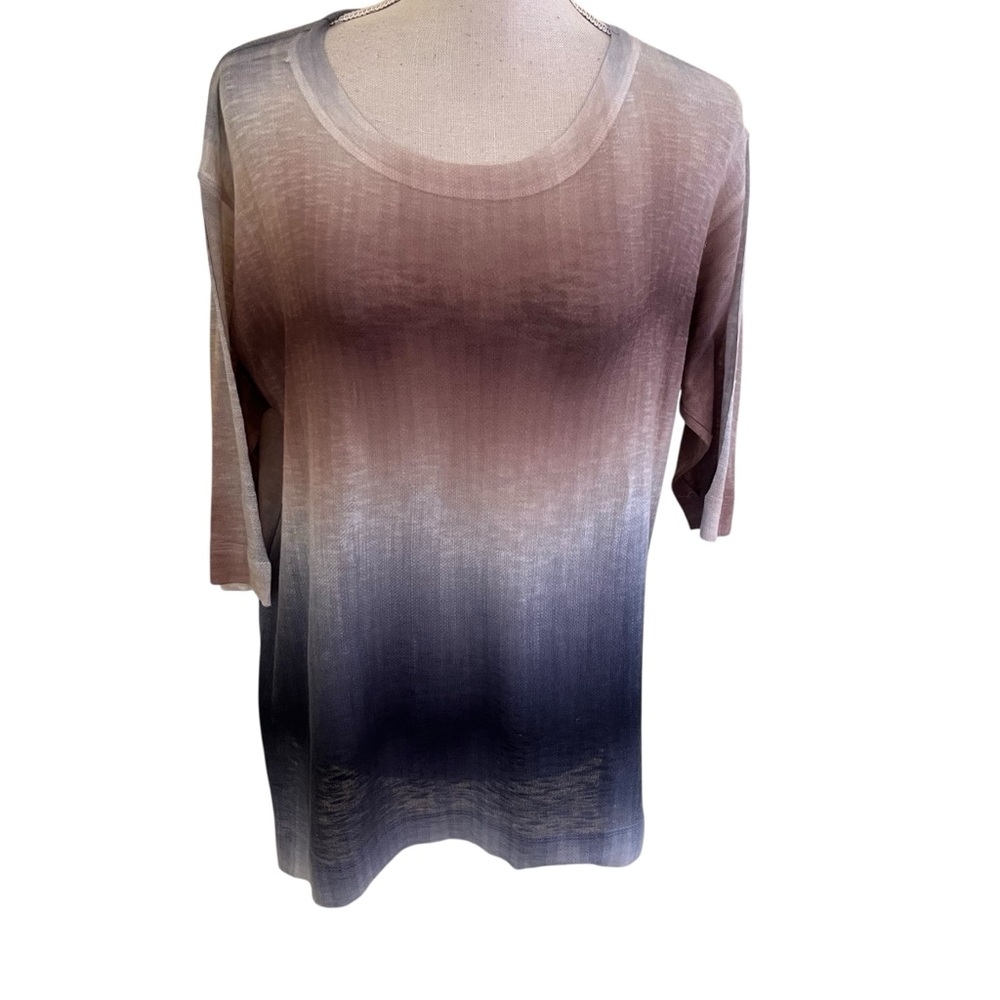 Nally & Millie Brown/Blue/Cream Dip Dye Shadow Stripe Top S/M